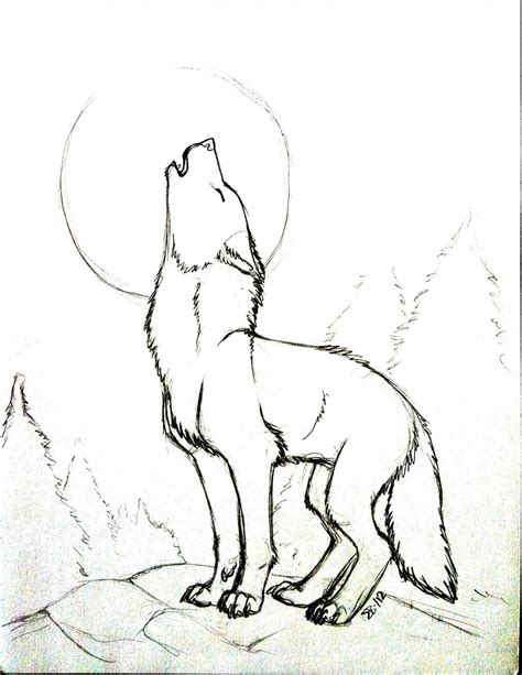 Wolf Howling At The Moon Drawing In Pencil at GetDrawings | Free download