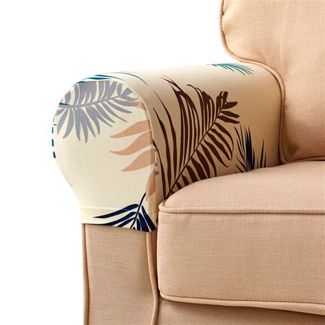 Couch Arm Covers Leaf Printing Topical Style - Set of 2 Couch Arm Covers, Dining Chair Covers ...