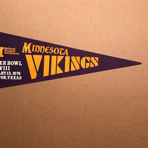 VINTAGE Minnesota Vikings Super Bowl VIII Full Size 30 Inch Purple Pennant, Nice | #2114454838