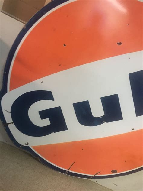 GULF SERVICE STATION SIGN (DOUBLE SIDED PORCELAIN) *76.5” x 71 ...