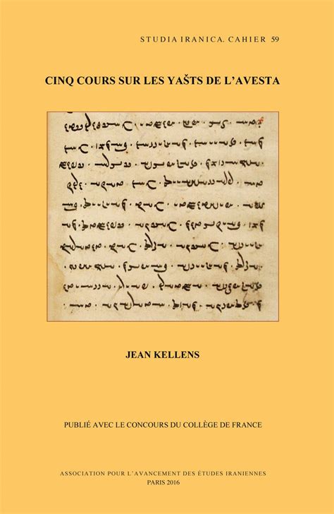 “Five Courses” on Yašts of the Avesta | Bibliographia Iranica