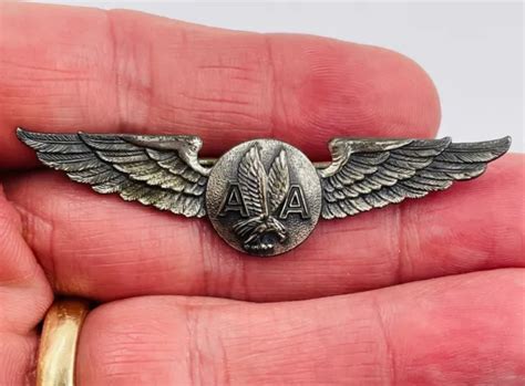 AMERICAN AIRLINES STERLING Silver Flight Attendant Wings Pin Vintage $125.00 - PicClick