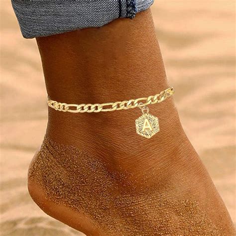 Personalized Initial Anklet Custom Gold Ankle Bracelet for Women