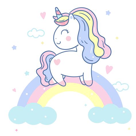 Cute Unicorn and sweet rainbow 668075 Vector Art at Vecteezy