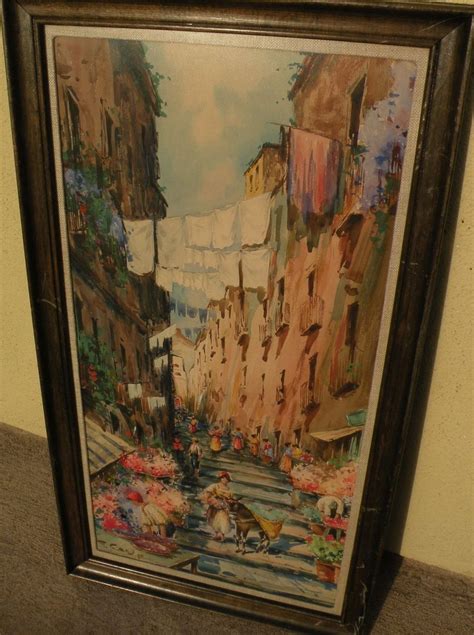 Old Italian watercolor art signed street scene of Naples | Sign art, Art, Watercolor art