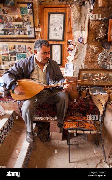 Turkish musician play typical Turkish string instrument in Avanos ...