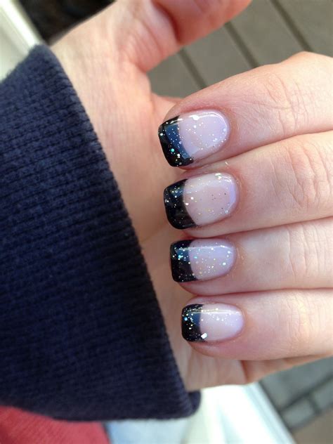 Black French Tip Nail Designs With Glitter / Going fancy but confused between being simple or ...