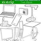 Technology Tech School Clipart / Graphics - 300dpi Blacklined Black & White Technology Clip art ...