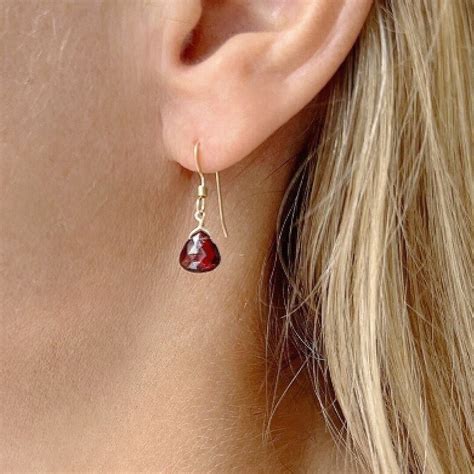 Garnet Earrings, Garnet Drop Earrings, January Birthstone Earrings ...