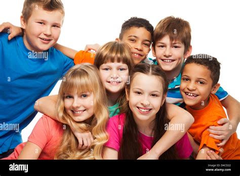 Group of happy diversity kids smiling and laughing Caucasian and black ...