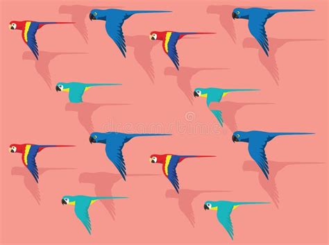 Various Macaw Color Flying Cartoon Character Vector Seamless Background Wallpaper-01 Stock ...