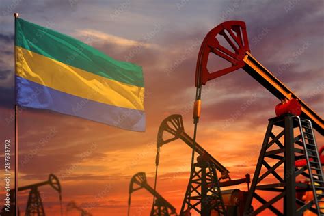 Gabon oil industry concept. Industrial illustration - Gabon flag and ...