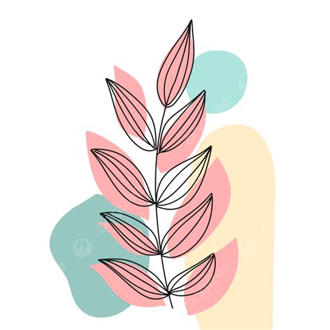 Aesthetic Line Art Leaf With Pastel Color Leaf Drawin - vrogue.co