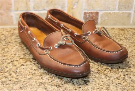 VINTAGE SEBAGO BOAT Shoes Women's 9 Slip on Loafers Brown Leather Low ...