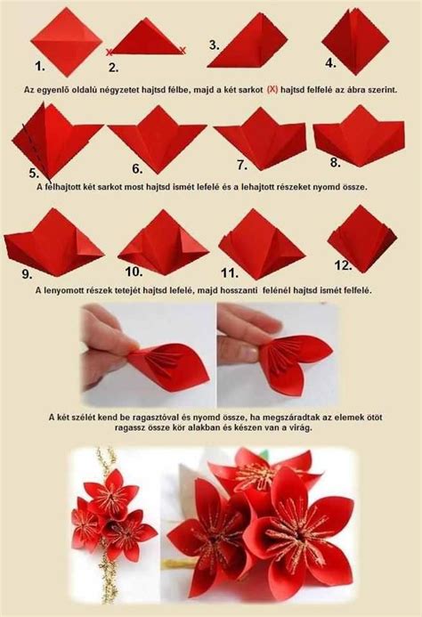 instructions for how to make origami flowers