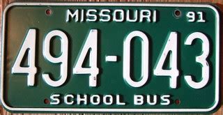 MISSOURI 1991 ---SCHOOL BUS LICENSE PLATE | Jerry "Woody" | Flickr
