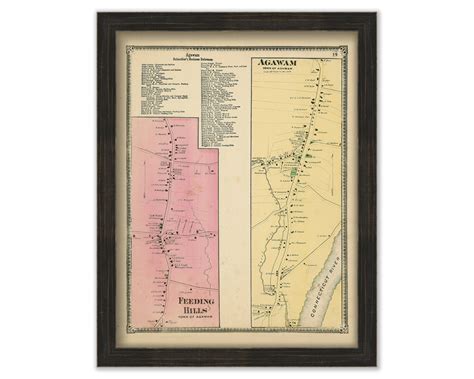 Village of AGAWAM, Massachusetts 1870 Map - Replica or Genuine ORIGINAL