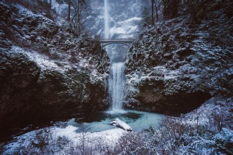 Multnomah Falls winter landscape in Oregon image - Free stock photo - Public Domain photo - CC0 ...