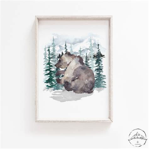 Forest Animal Wall Art Woodland Animal Prints Bear Wall Art - Etsy