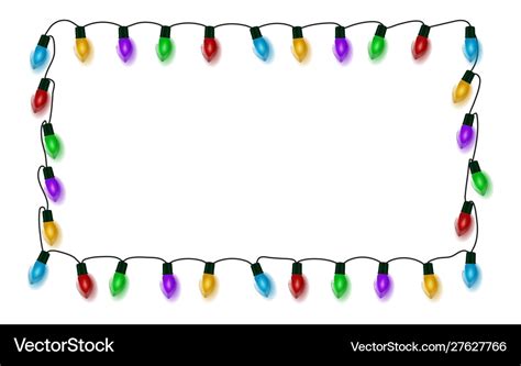 Christmas lights frame holiday border string Vector Image