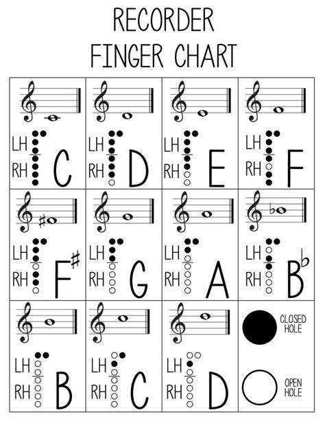 Free recorder finger chart ~ http://www.teacherspayteachers.com/Product/Free-Student-Recorder ...