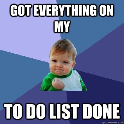 got everything on my to do list done - Success Kid - quickmeme