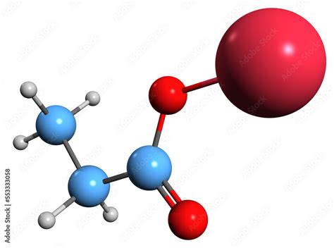 3D image of Sodium propionate skeletal formula - molecular chemical structure of sodium salt of ...