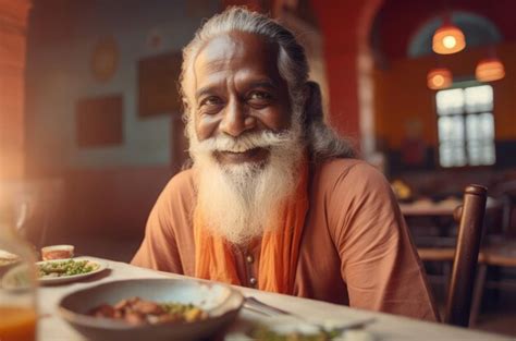 Premium AI Image | Yoga guru brahman indian on dinner table God male ...