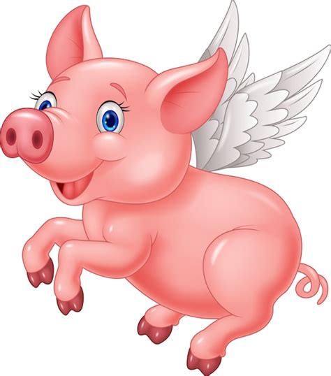 Premium Vector | Cute pig cartoon flying on white background