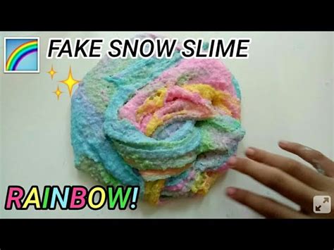 DIY RAINBOW FAKE SNOW SLIME [ FLUFFY SLIME. CLOUD SLIME]