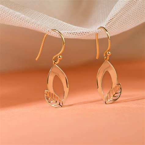 Buy Duo Leafy Gold Drop Earrings Online | CaratLane