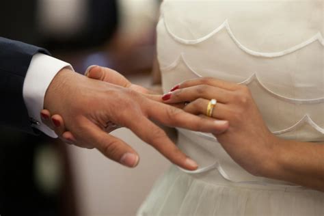 Bride Putting a Ring on Grooms Hand · Free Stock Photo