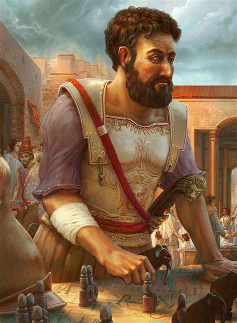 a painting of a roman soldier playing chess