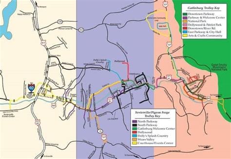 Smoky Mountain Trolley Map | Trolley Map Gatlinburg & Pigeon Forge