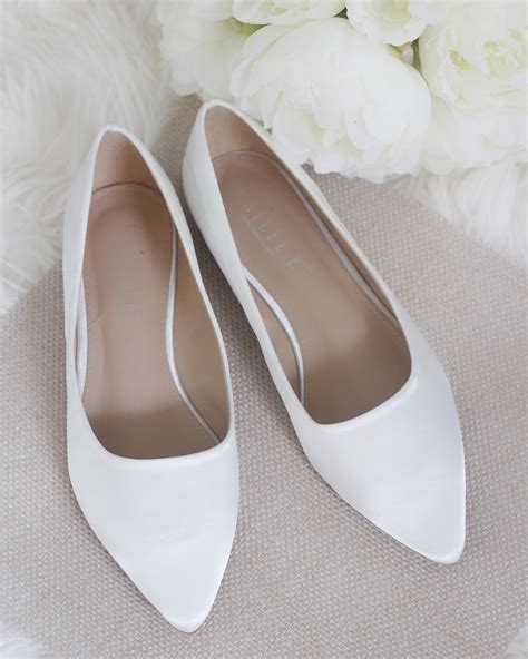 WHITE SATIN Pointy Toe Women Flats, Bride shoes, Bridesmaids Shoes ...