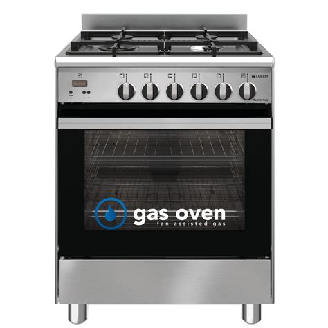 60cm stainless steel cooker with fan assisted gas oven - Emilia Appliances