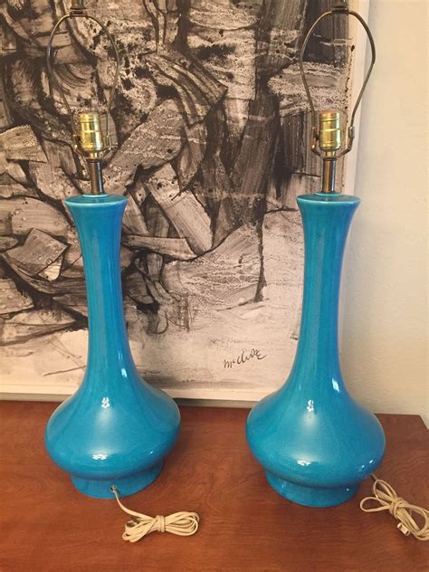 Pair Blue Mid Century Modern Table Lamps | Etsy | Mid century modern ...