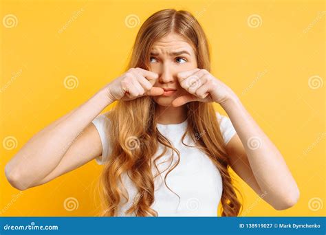 Beautiful Girl Upset, Woman Crying on Yellow Background Stock Image - Image of casual, grey ...