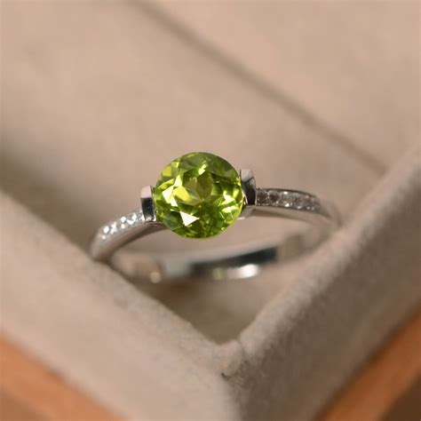 Natural Peridot Ring August Birthstone Sterling Silver - Etsy