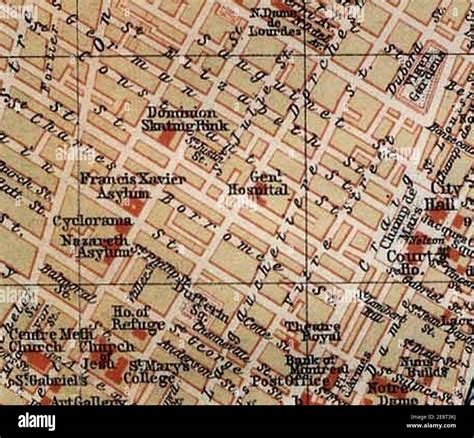 Montreal map 1894 - General Hospital Stock Photo - Alamy