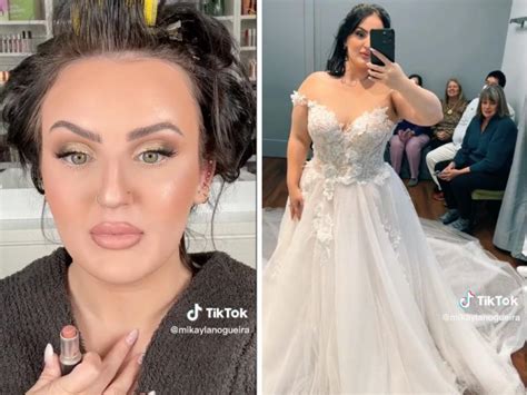 Makeup influencer Mikayla Nogueira told viewers she's put off trying on wedding dresses due to ...