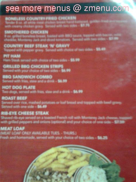 Menu at Bell's Drive-In Restaurant, Toccoa