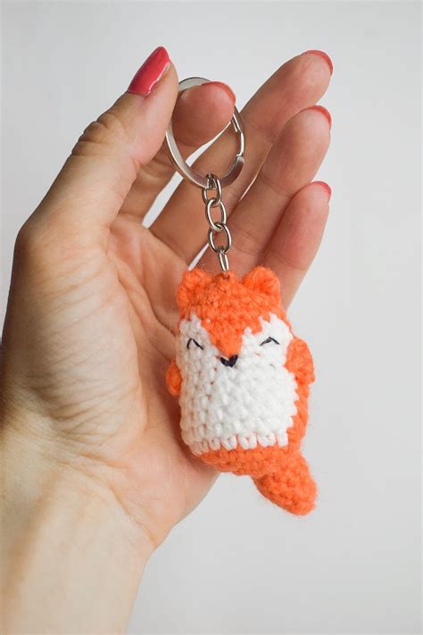 Crochet fox keychain Cute animal keychains Plush keychain for | Etsy