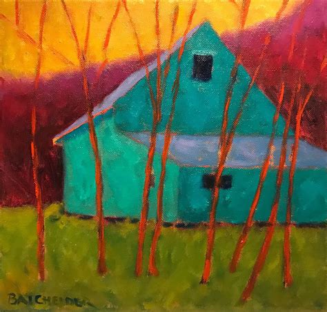 “Red Trees” 12 x 12 study for larger oil. | Art painting, Barn painting, Painting