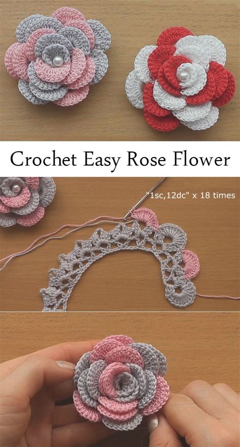 Crochet rose flower patterns for beginners – Artofit