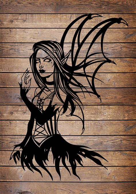 SVG/PNG Dark Gothic Fairy Tattoo Stencil for Cricut Vinyl Cutter - Etsy