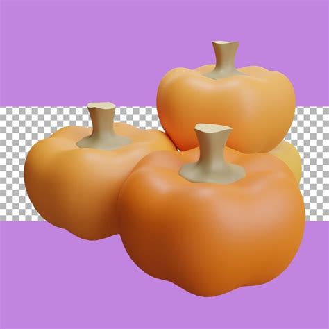 Premium PSD | 3d rendering pumpkins orange color tranparent