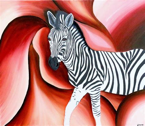 Zebra - Oil Painting Painting by Rejeena Niaz - Fine Art America