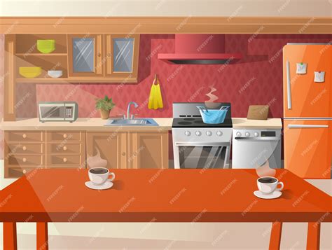 Premium Vector | cartoon illustration of kitchen.