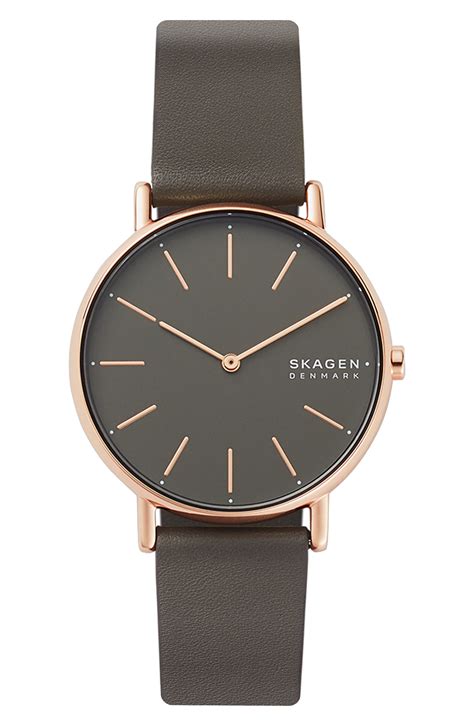 Skagen Signatur Leather Strap Watch, 38mm | Nordstrom | Skagen watches ...